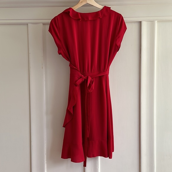 Red wrap mini dress size 4 - Picture 2 of 4